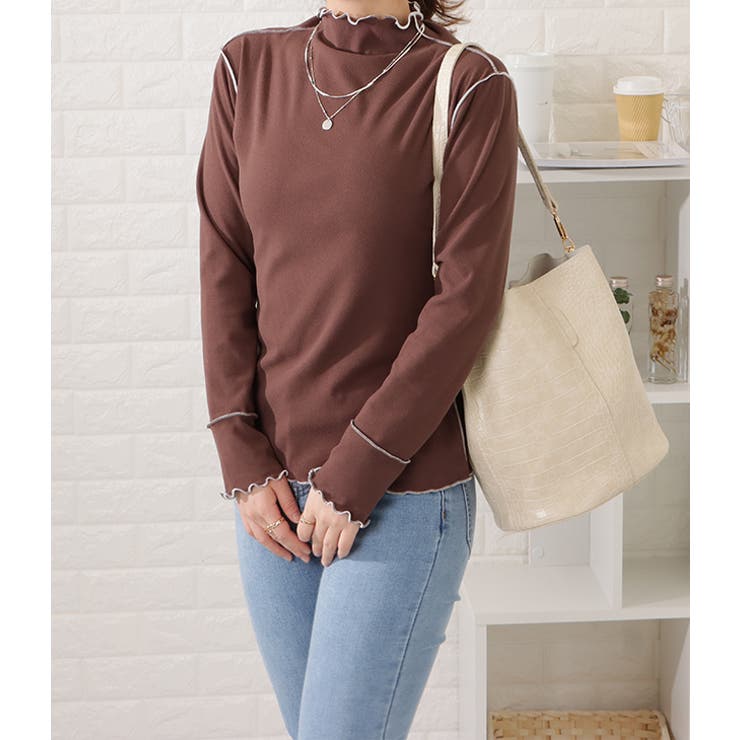 プチハイネックメロウステッチプルオーバー シンプル 無地 | レースレディース  | 詳細画像13 