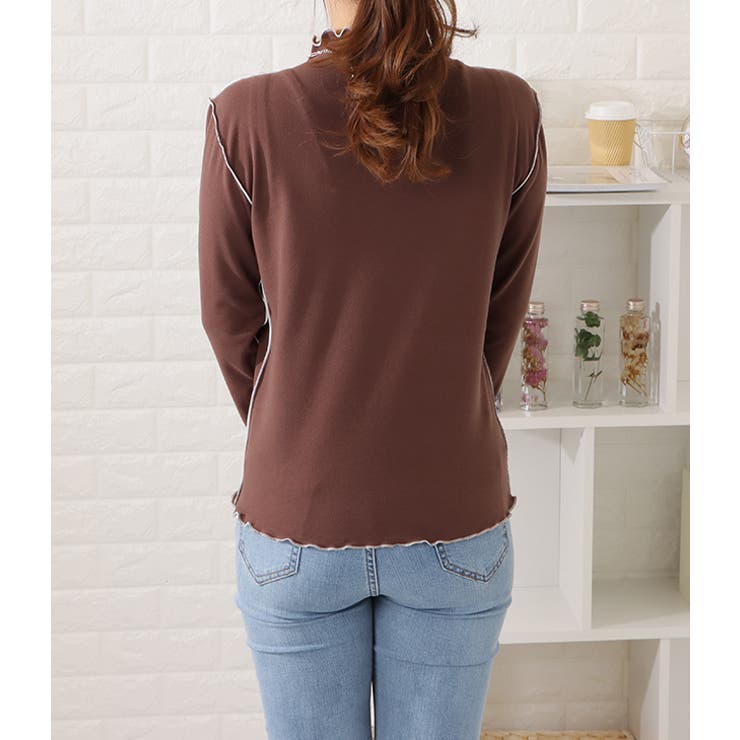 プチハイネックメロウステッチプルオーバー シンプル 無地 | レースレディース  | 詳細画像14 