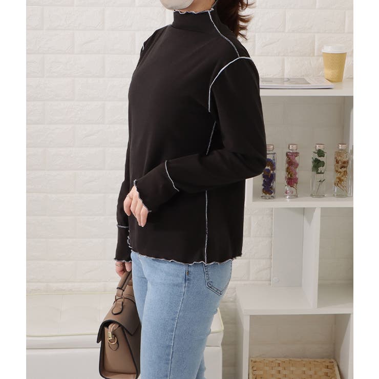 プチハイネックメロウステッチプルオーバー シンプル 無地 | レースレディース  | 詳細画像16 