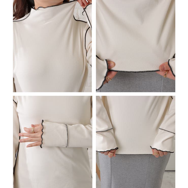 プチハイネックメロウステッチプルオーバー シンプル 無地 | レースレディース  | 詳細画像20 