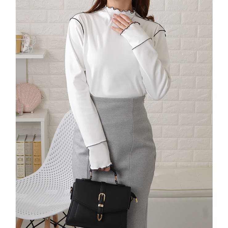 プチハイネックメロウステッチプルオーバー シンプル 無地 | レースレディース  | 詳細画像4 