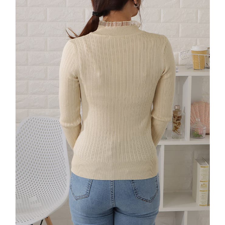 フリルレイヤードプチハイネックプルオーバー シアー 透け | レースレディース  | 詳細画像18 