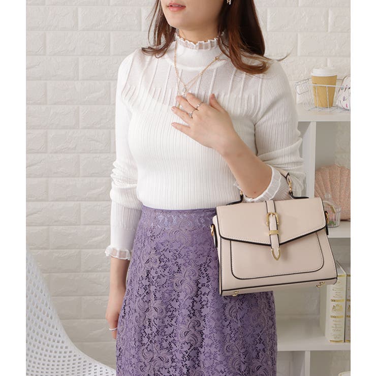 フリルレイヤードプチハイネックプルオーバー シアー 透け | レースレディース  | 詳細画像5 