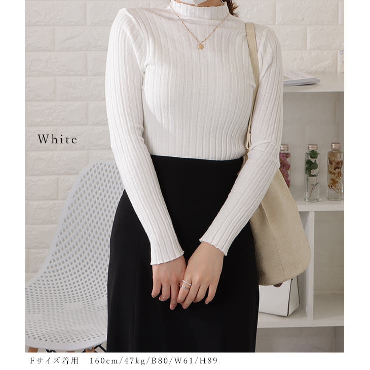 モックネックラインニットプルオーバー ニット カジュアル | レースレディース  | 詳細画像3 