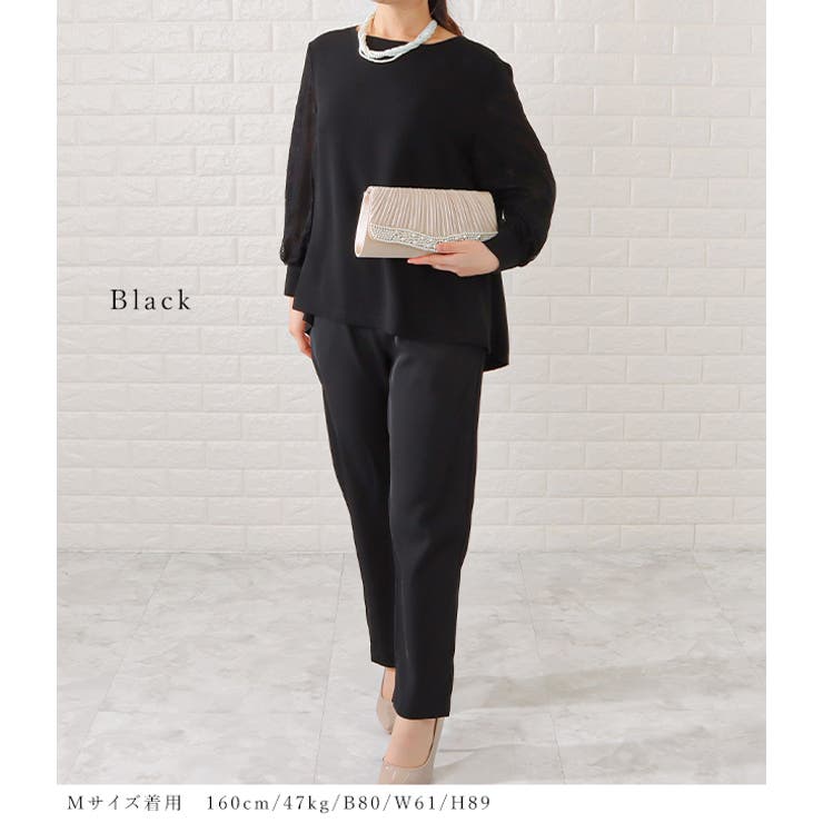 パンツドレス 長袖レーステーパードセレモニーセットアップ レディース | レースレディース  | 詳細画像13 