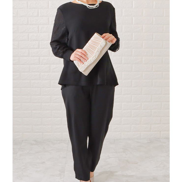 パンツドレス 長袖レーステーパードセレモニーセットアップ レディース | レースレディース  | 詳細画像16 