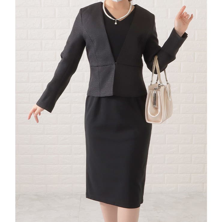 Vネックウエストリボンワンピース×ジャケット2点セット レディース 女性 | レースレディース  | 詳細画像4 