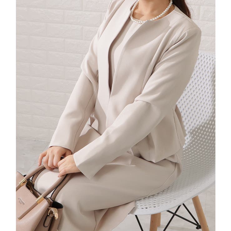 ノーカラージャケット&コクーンワンピースセットアップ レディース 女性