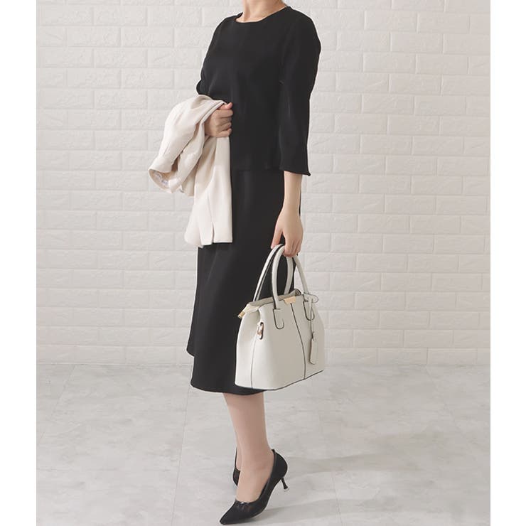 スタンドカラージャケット&セミフレアフェイクレイヤードワンピースセットアップ レ… | レースレディース  | 詳細画像7 