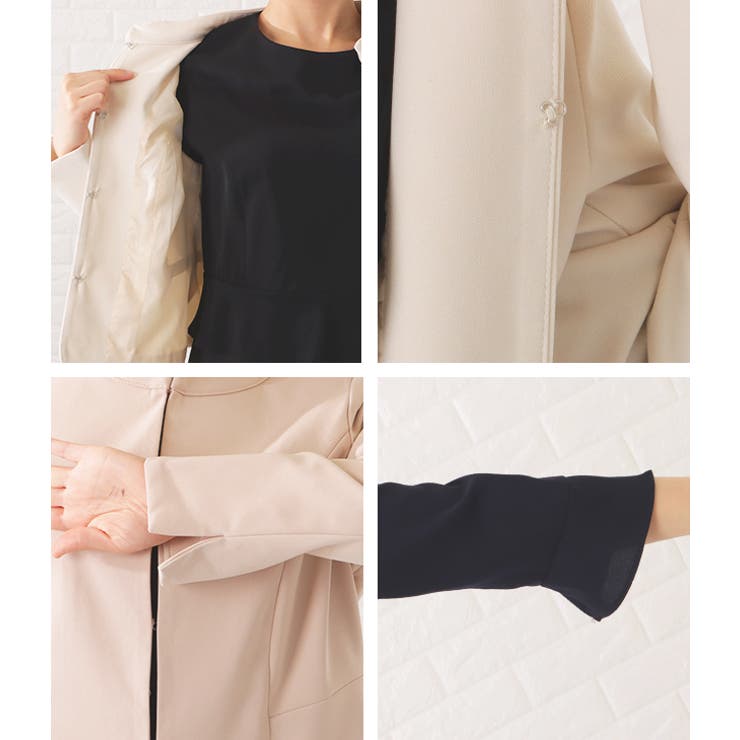 スタンドカラージャケット&セミフレアフェイクレイヤードワンピースセットアップ レ… | レースレディース  | 詳細画像17 