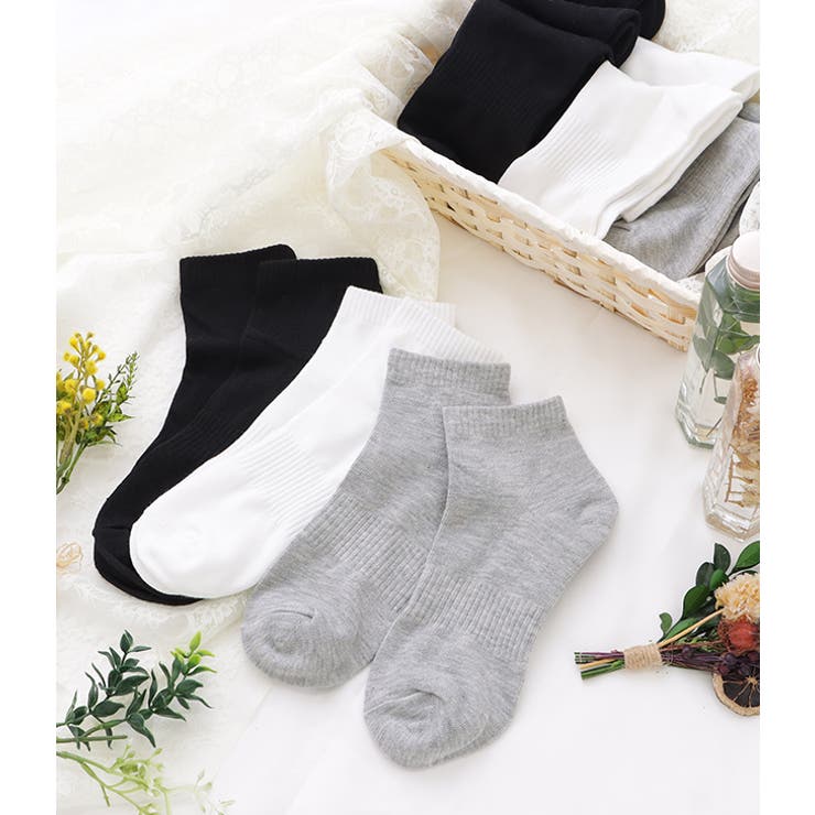 【10足セット】ベーシックコットン無地ショート丈ソックス レディース ソックス | レースレディース  | 詳細画像3 