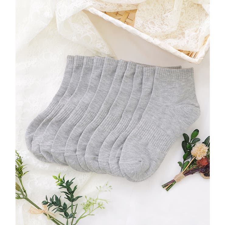 【10足セット】ベーシックコットン無地ショート丈ソックス レディース ソックス | レースレディース  | 詳細画像7 