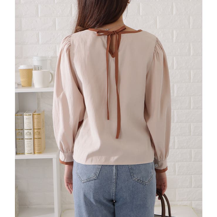 配色ラインバルーンスリーブプルオーバー女性 レディース 長袖 | レースレディース  | 詳細画像18 