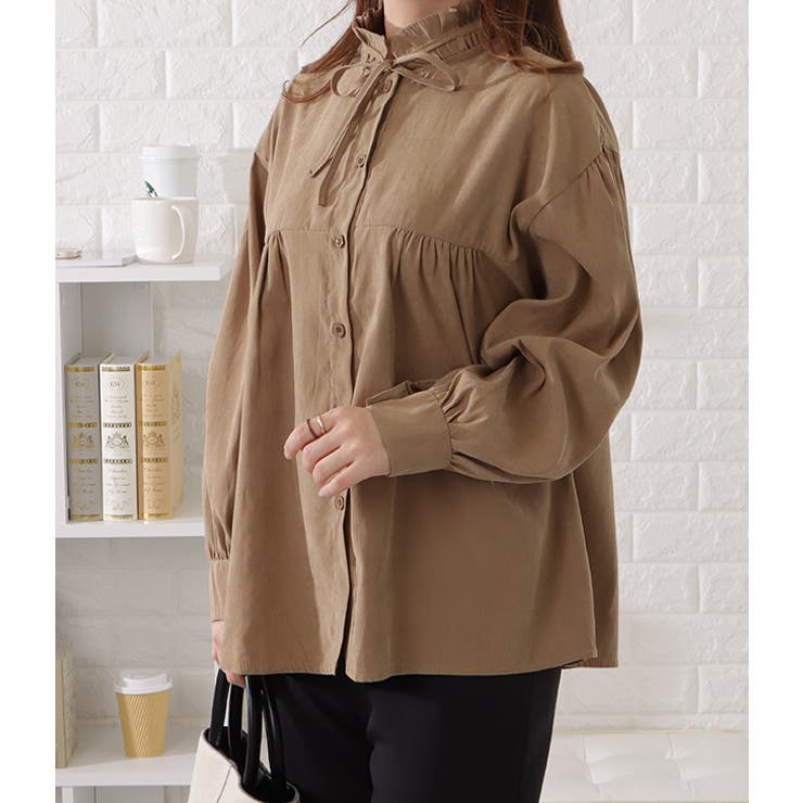 フリルスタンドカラーギャザー長袖ブラウス レディース 女性 | レースレディース  | 詳細画像11 