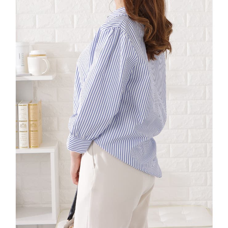 ストライプ柄バルーン袖ブラウス 女性 レディース | レースレディース  | 詳細画像13 