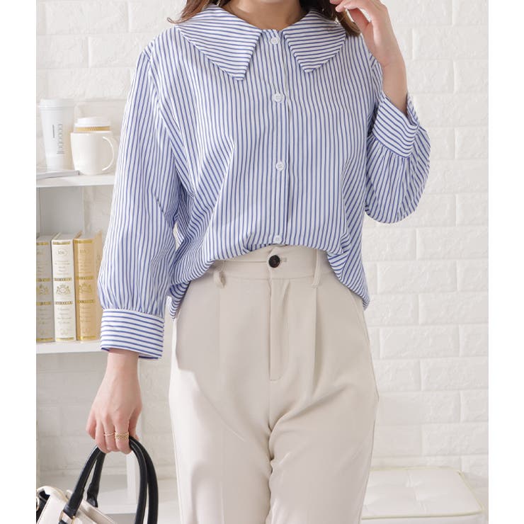 ストライプ柄バルーン袖ブラウス 女性 レディース | レースレディース  | 詳細画像15 