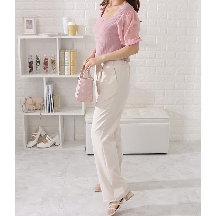 スクエアネックボタン付きシフォンスリーブトップス レディース 女性 | レースレディース  | 詳細画像7 