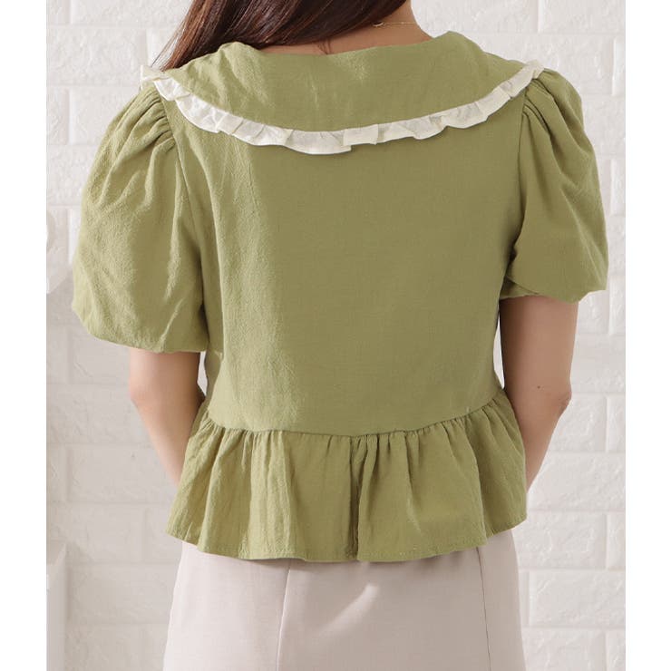 ビッグカラーフリル付き半袖ブラウス レディース 女性 | レースレディース  | 詳細画像15