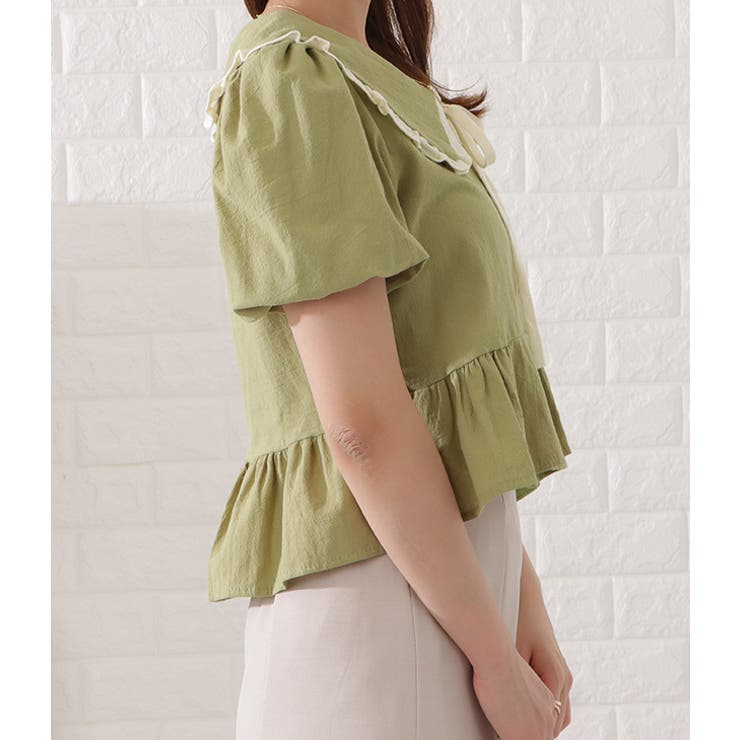 ビッグカラーフリル付き半袖ブラウス レディース 女性 | レースレディース  | 詳細画像17