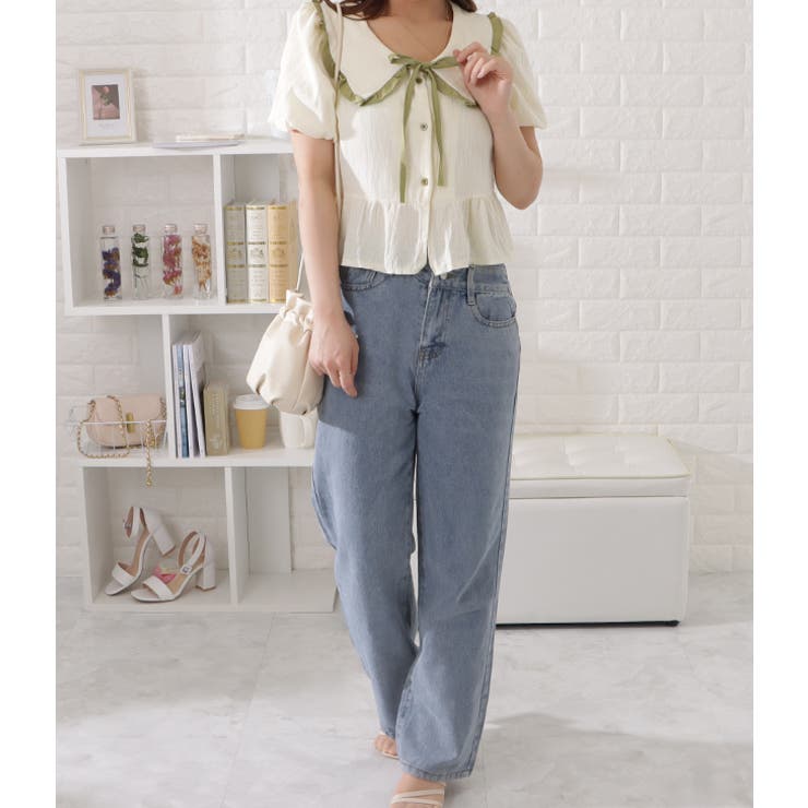 ビッグカラーフリル付き半袖ブラウス レディース 女性 | レースレディース  | 詳細画像9