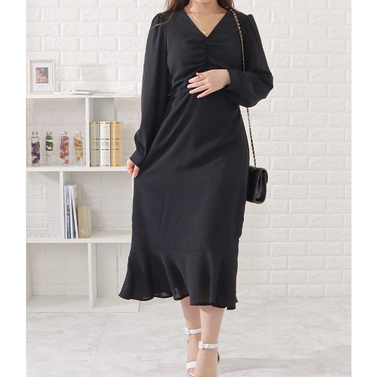 Vネックギャザーマーメイドワンピース 女性 レディース | レースレディース  | 詳細画像11 