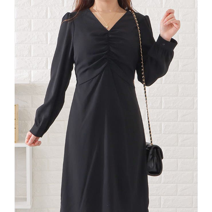 Vネックギャザーマーメイドワンピース 女性 レディース | レースレディース  | 詳細画像12 