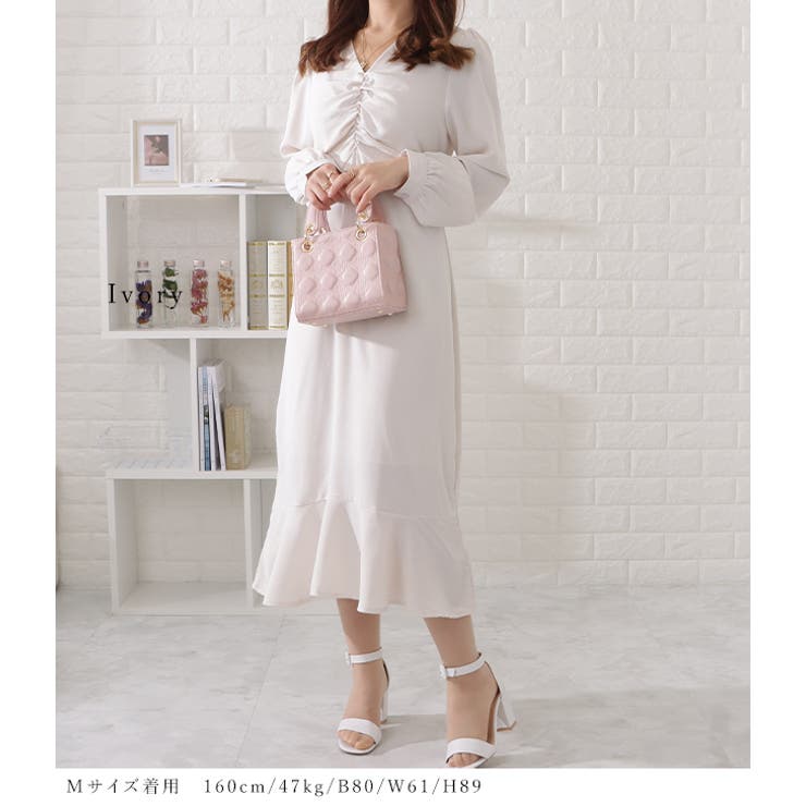 Vネックギャザーマーメイドワンピース 女性 レディース | レースレディース  | 詳細画像3 