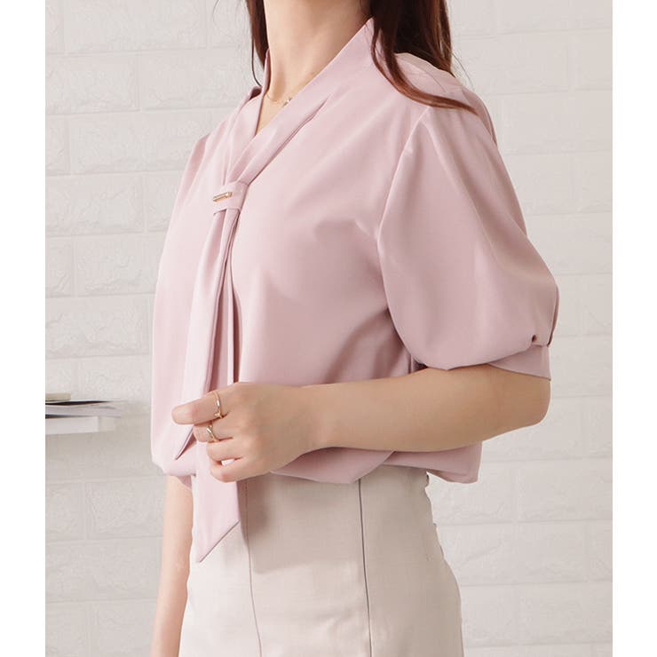 ボウタイ付半袖とろみブラウス 女性 レディース | レースレディース  | 詳細画像10 