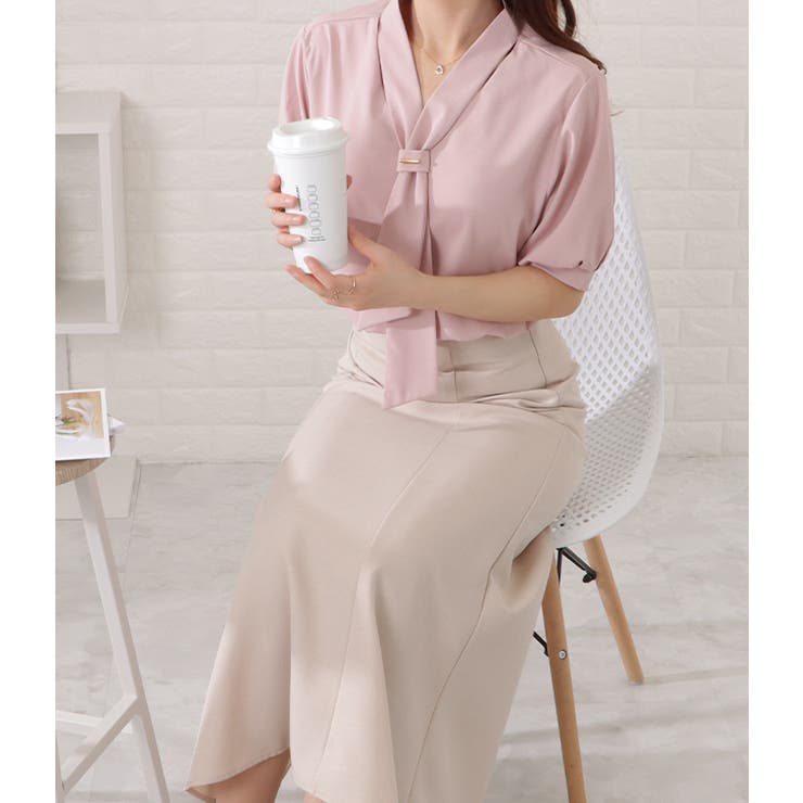 ボウタイ付半袖とろみブラウス 女性 レディース | レースレディース  | 詳細画像11 