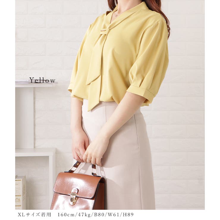 ボウタイ付半袖とろみブラウス 女性 レディース | レースレディース  | 詳細画像15 