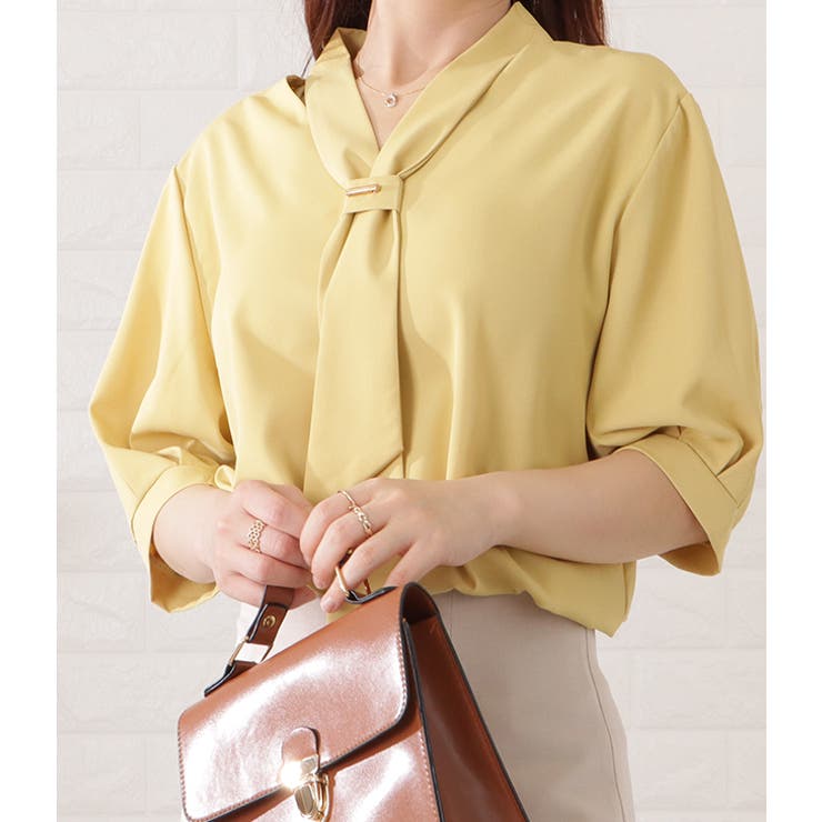 ボウタイ付半袖とろみブラウス 女性 レディース | レースレディース  | 詳細画像16 