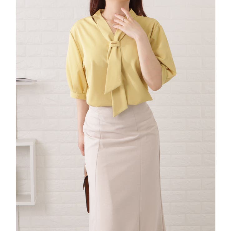 ボウタイ付半袖とろみブラウス 女性 レディース | レースレディース  | 詳細画像17 