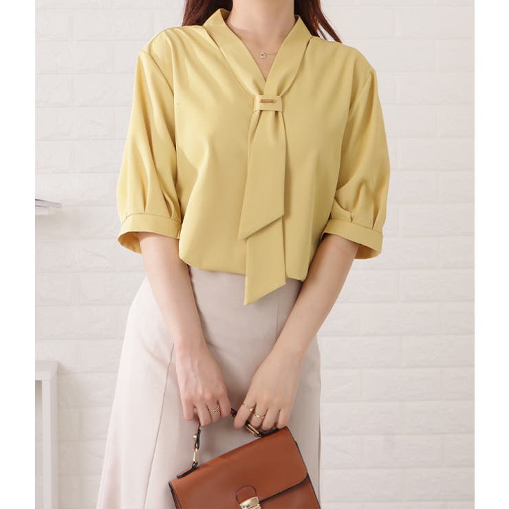 ボウタイ付半袖とろみブラウス 女性 レディース | レースレディース  | 詳細画像18 