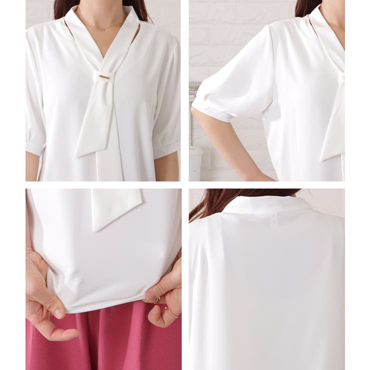 ボウタイ付半袖とろみブラウス 女性 レディース | レースレディース  | 詳細画像20 