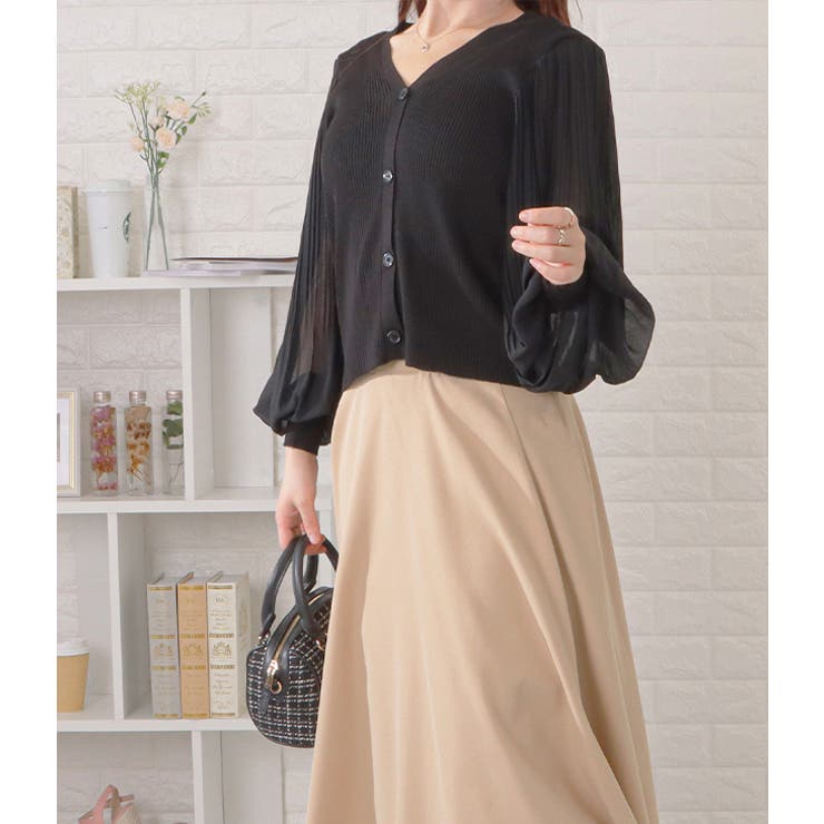 シアープリーツ袖Vネックニットカーディガン 女性 レディース | レースレディース  | 詳細画像12 