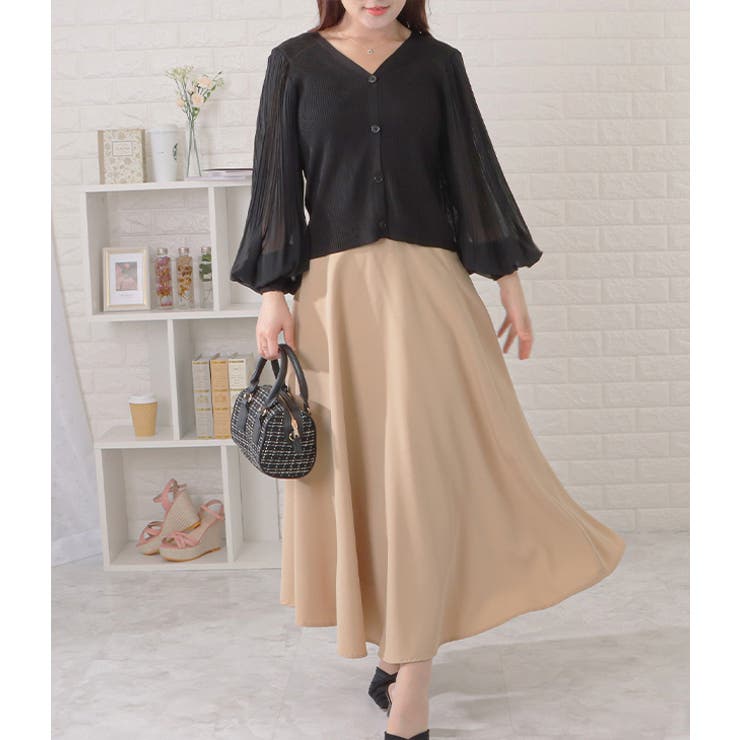 シアープリーツ袖Vネックニットカーディガン 女性 レディース | レースレディース  | 詳細画像13 