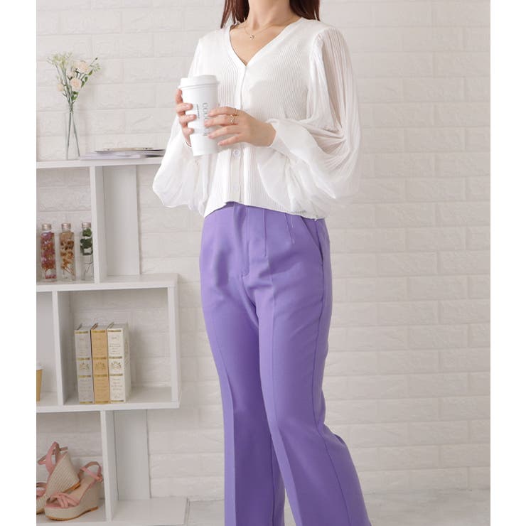 シアープリーツ袖Vネックニットカーディガン 女性 レディース | レースレディース  | 詳細画像18 