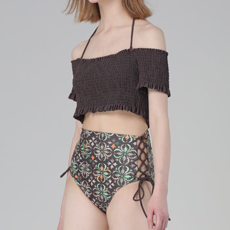 シャーリングトップスレースアップショーツビキニセット女性 レディース 水着 | レースレディース  | 詳細画像5 