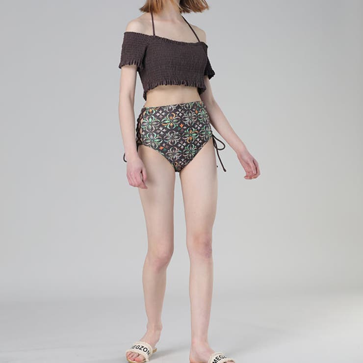 シャーリングトップスレースアップショーツビキニセット女性 レディース 水着 | レースレディース  | 詳細画像6 