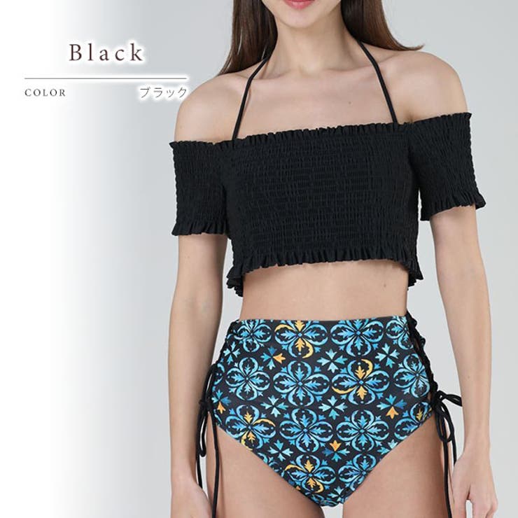 シャーリングトップスレースアップショーツビキニセット女性 レディース 水着 | レースレディース  | 詳細画像8 