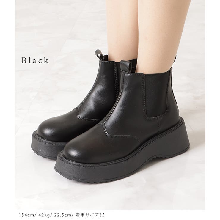 厚底 サイドゴア ショートブーツ | レースレディース  | 詳細画像2 