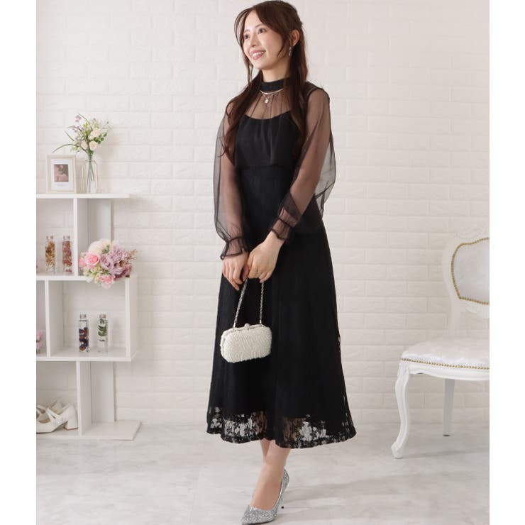 シフォンブラウス付きレーシィキャミソールワンピース 女性 レディース | レースレディース  | 詳細画像9 