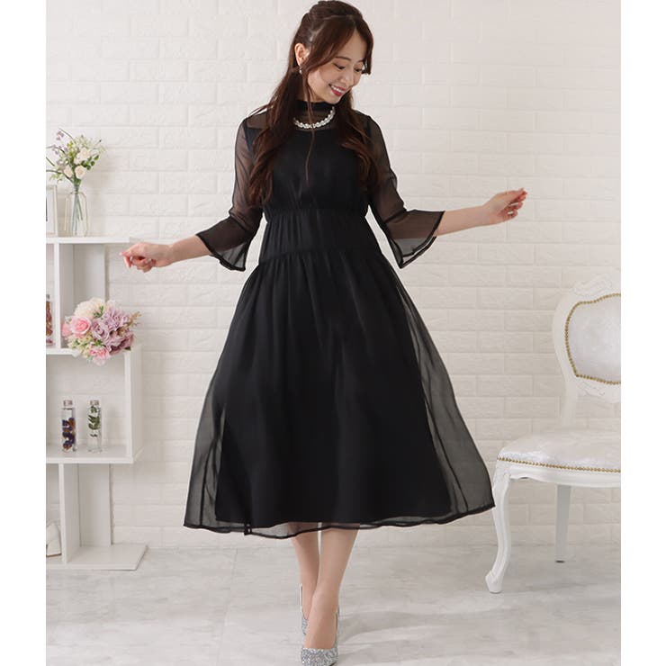 ウエストギャザーフレアシフォンワンピース 女性 レディース | レースレディース  | 詳細画像12 