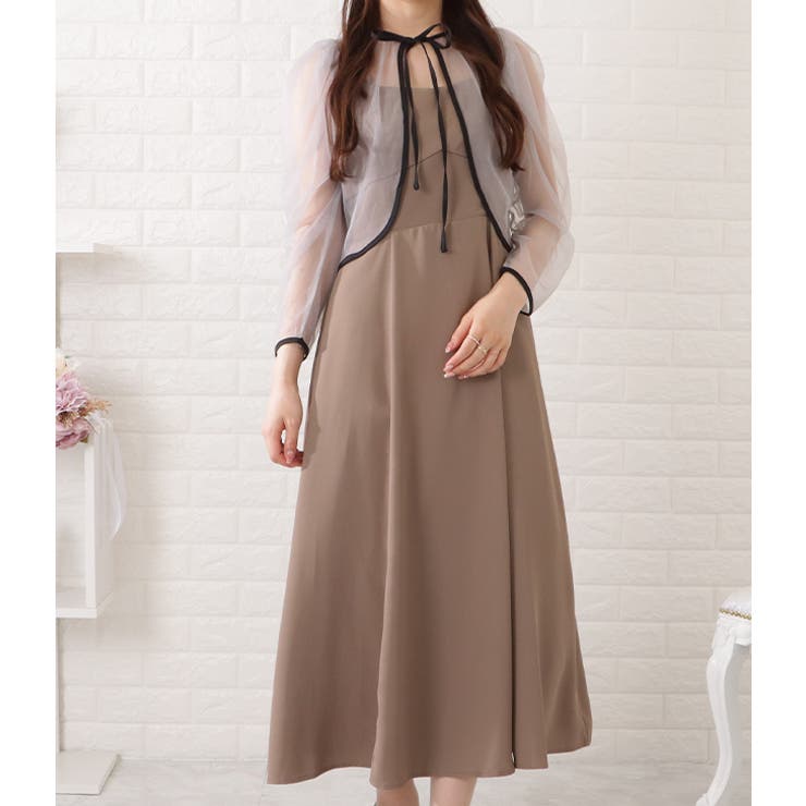 シフォンボレロ付きビスチェフレアワンピース 女性 レディース | レースレディース  | 詳細画像6 