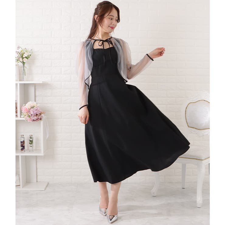 シフォンボレロ付きビスチェフレアワンピース 女性 レディース | レースレディース  | 詳細画像8 