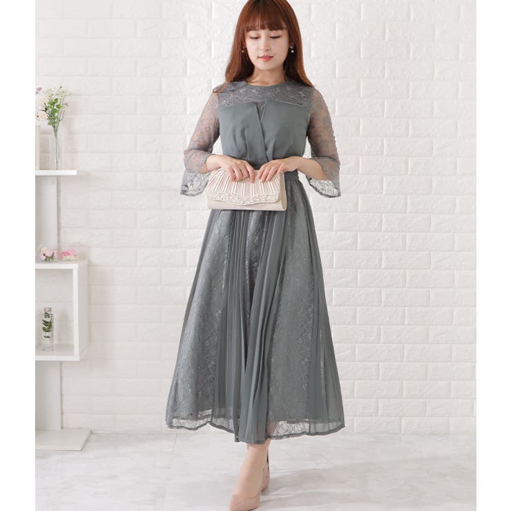 ウエストリボンシフォンプリーツワンピース 女性 レディース | レースレディース  | 詳細画像4 