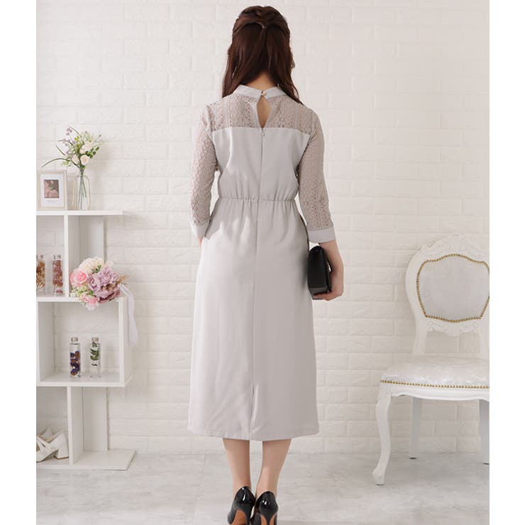 7分袖レトロレースドッキングワンピース 女性 レディース | レースレディース  | 詳細画像18 