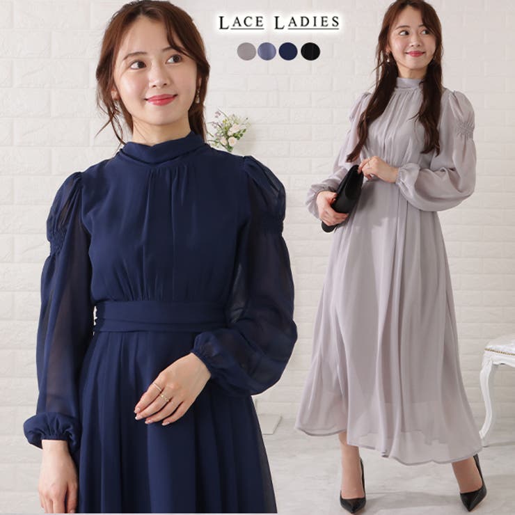 ギャザーシェイプロングシフォンワンピース 女性 レディース