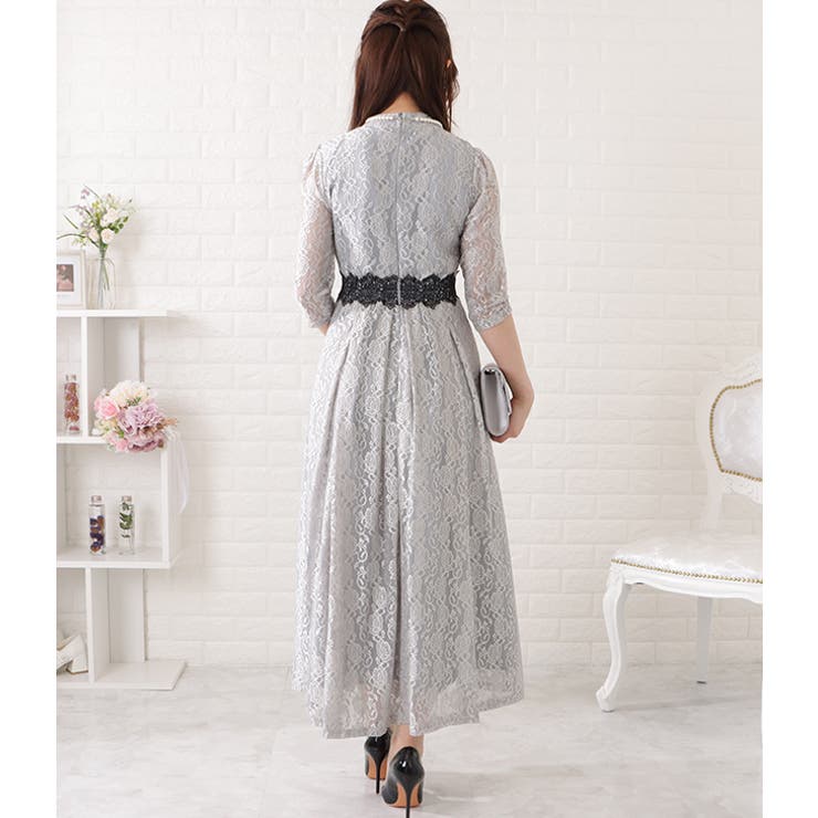 総レース7分袖配色フレアワンピース 女性 レディース | レースレディース  | 詳細画像18 