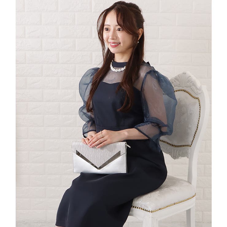 バックリボンシフォンドッキングビスチェワンピース 女性 レディース | レースレディース  | 詳細画像6 